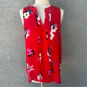 41 Hawthorn Women's Red Breyson Pleated Sleeveless Floral‎ Blouse Size medium